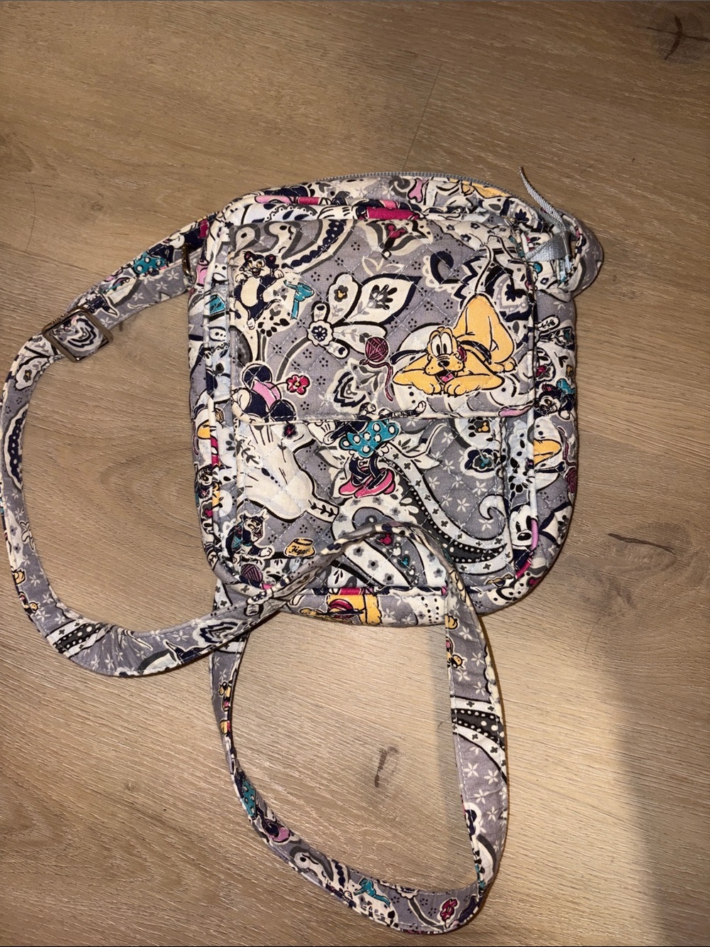 Vera Bradley Gray Mickey Mouse Multi Character Quilted Crossbody